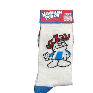 3/$18 Hawaiian Punch White and Blue Casual Crew Socks with Cartoon Design NWT